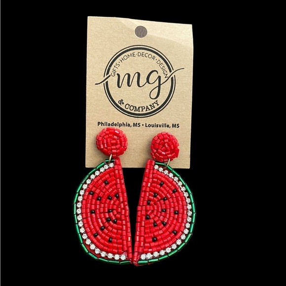 mg Jewelry - BEADED watermelon slice earrings New